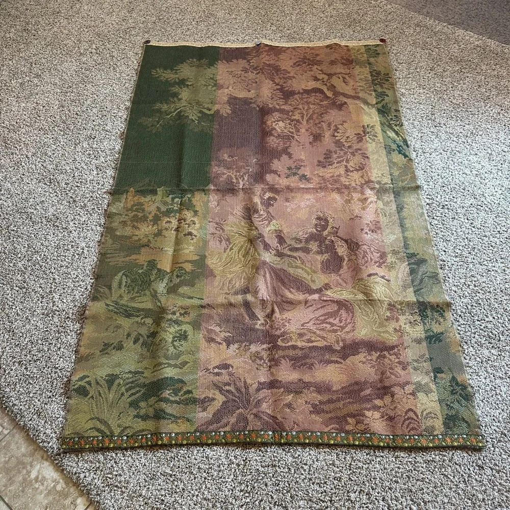 VTG Woven Wall French Tapestry Pastoral Scene Sheep Jacquard Wall‎ Art 4'X6.25'